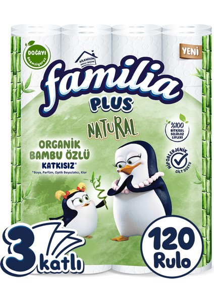 Plus Natural Tuvalet Kağıdı 120 Rulo (40 Rulo x 3 Paket)
