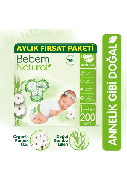 Bebek Bezi 1 Beden Yenidoğan Aylık Fırsat Paketi 200 Adet