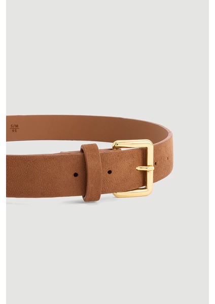 Kare Tokalı Suni Süet Kemer - Taba fiyatları