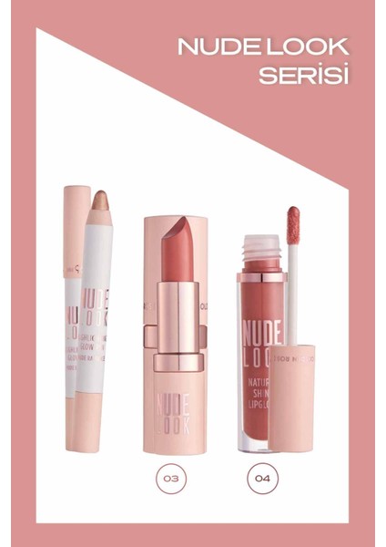 Nude Look 3'lü Makyaj Seti - Ruj - Lipgloss - Aydınlatıcı Kalem