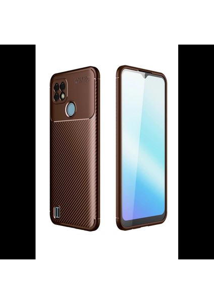Realme C21 Kılıf Auto Focus Karbon Kapak