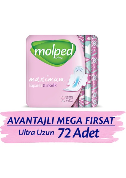 Ultra Hijyenik Ped Uzun Avantajlı Mega Paket 72 Adet