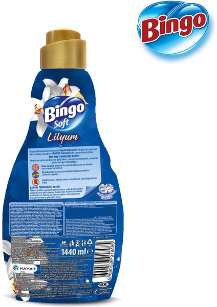 Bingo Soft Konsantre Çamaşır Yumuşatıcısı Lilyum 1440 ml x 4 Adet
