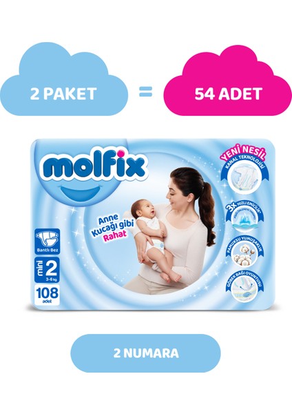 Bebek Bezi 2 Beden Mini Fırsat Paketi 108 Adet
