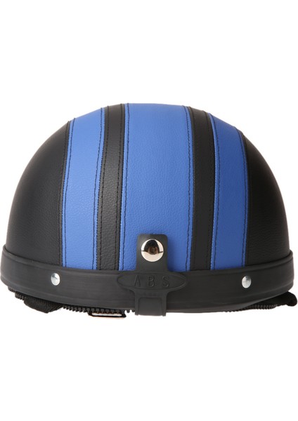 Yarım Deri Çizgili Motosiklet Kaskı - Siyah Mavi (Yurt Dışından) fiyatları