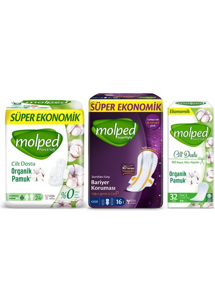 Avantajlı Karma Paket (Pure&Soft 24'Lü Normal+ Supernıght 16'Lı Gece + Pure&Soft Incelik 32'Li Günlük)