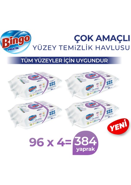 Pratik Yüzey Temizlik Havlusu Lavanta 96X4 (384 Yaprak)