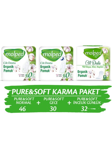 Pure&Soft Karma Paket (46'Lı Normal + 30'Lu Gece + 32'Li Günlük)