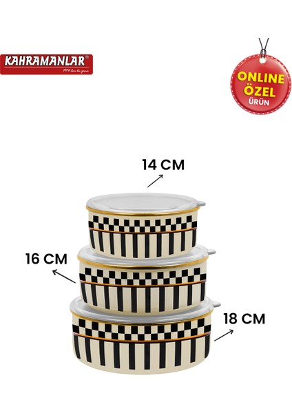 Prime Cream 3'lü Emaye Saklama Kabı modelleri