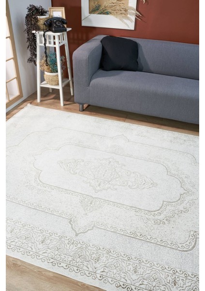 Riena 1122 Latte - Akrilik Polyester Halı | Kaymaz Tabanlı Dekoratif Halı