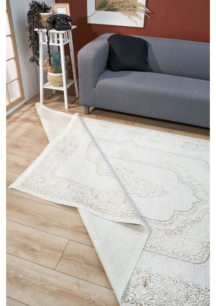 Riena 1122 Latte - Akrilik Polyester Halı | Kaymaz Tabanlı Dekoratif Halı