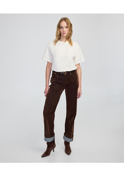 Flok Baskılı Wide Leg Fit Jean Pantolon IW6250018034041