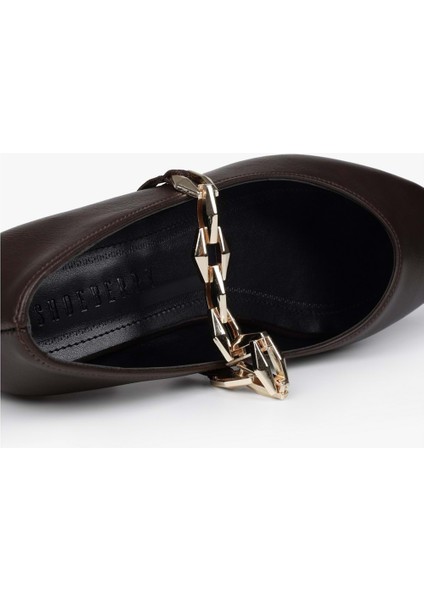 Kadın Noris Kahve Cilt Zincir Detaylı Babet indirimleri