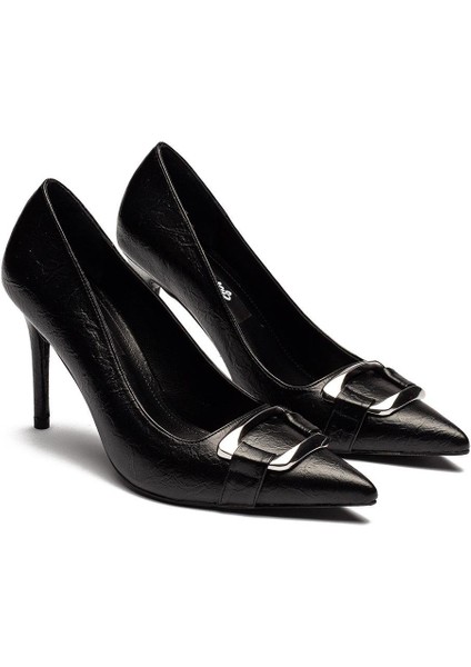 Metal Tokalı Yüksek Topuklu Kadın Abiye Ayakkabı 110