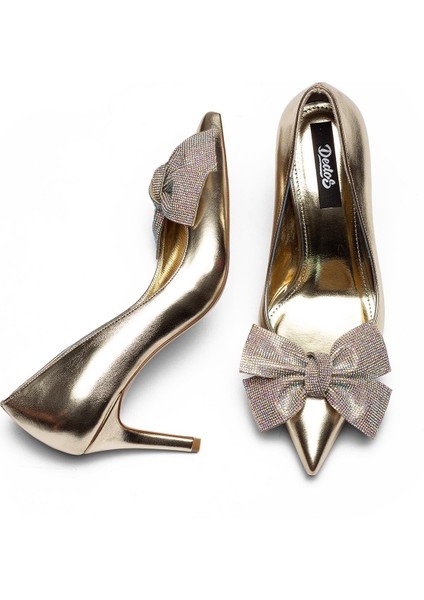 Taşlı Fiyonk Tokalı Parlak Yüzey Yüksek Topuklu Kadın Abiye Ayakkabı 3005 fırsatları