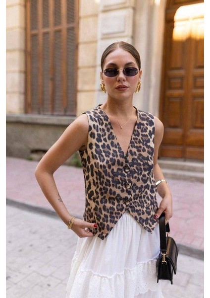 Leopar Desen Keten Yelek