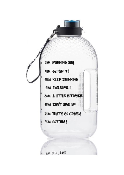 1 Galon Içme Suyu Şişesi Taşınabilir Içme Şişeleri Spor Su Sürahisi Açık Kamp Için Zaman Işaretleyici ile | Spor Şişeleri (Yurt Dışından)