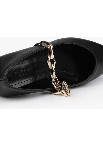 Kadın Noris Siyah Cilt Zincir Detaylı Babet indirimleri