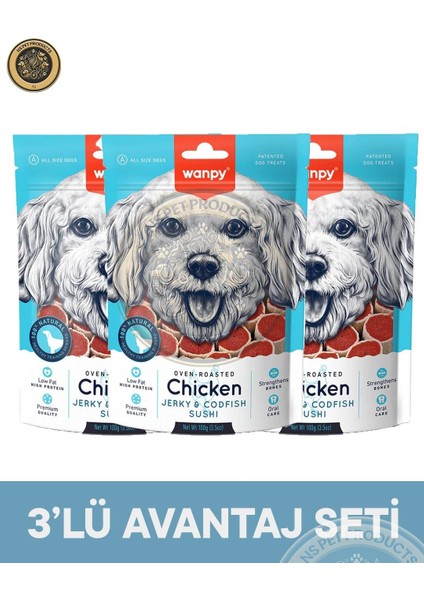 Tavuklu ve Morina Balıklı 3X100 gr Köpek Ödülü