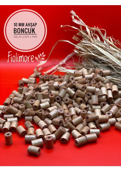 10 mm Kesme Boru Ahşap Boncuk (50 Gram 175 Adet) Delik Çapı 2 mm Makrome Tasarım Takı Bileklik