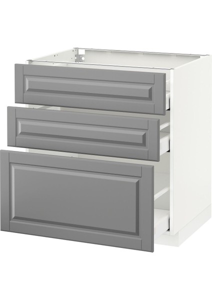 Çekmeceli Alt Dolap, Bodbyn Gri, 80X60 Cm, 3 Çekmeceli