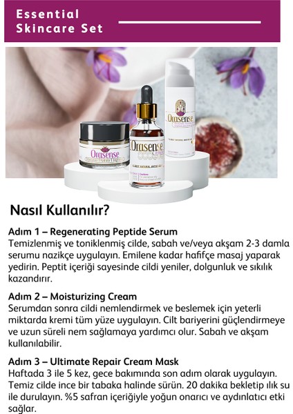 Anti-Aging ve Cilt Yenilemeyi Destekleyici Temel Bakım Seti Vegan (Safran & Peptit) fiyatları