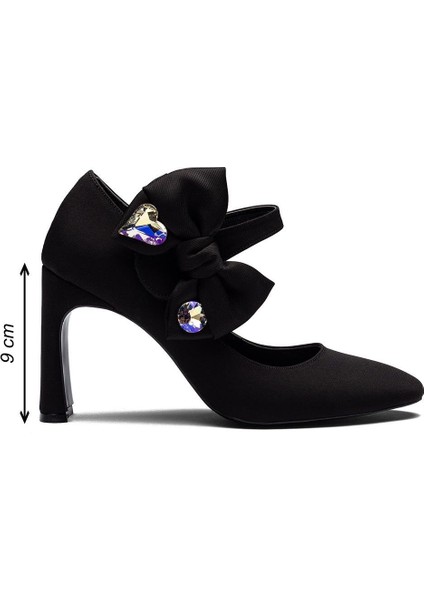 Özel Tasarım Fiyonklu Mücevher Taşlı Kadın Nubuk Abiye Ayakkabı 3125 fiyatları