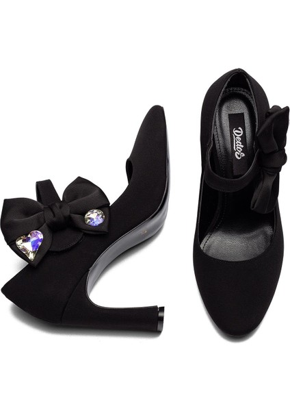 Özel Tasarım Fiyonklu Mücevher Taşlı Kadın Nubuk Abiye Ayakkabı 3125 fırsatları