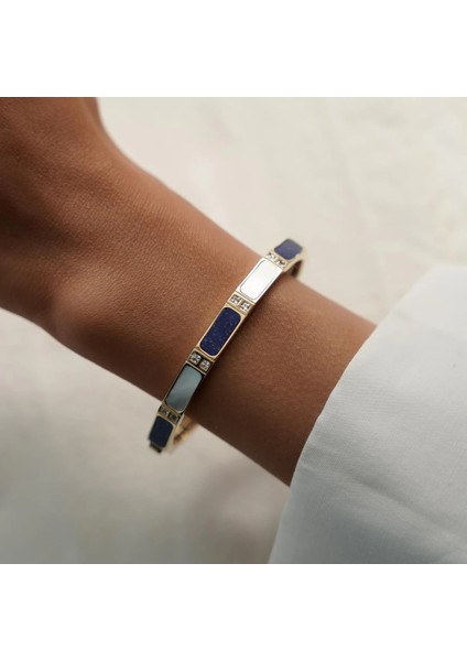 Lapis ve Sedefli Design Altın Kelepçe