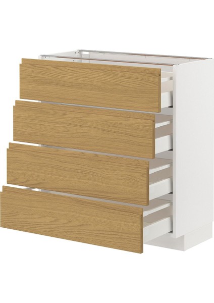 Çekmeceli Alt Dolap, Voxtorp Meşe Görünümlü, 80X37 Cm, 4 Çekmeceli