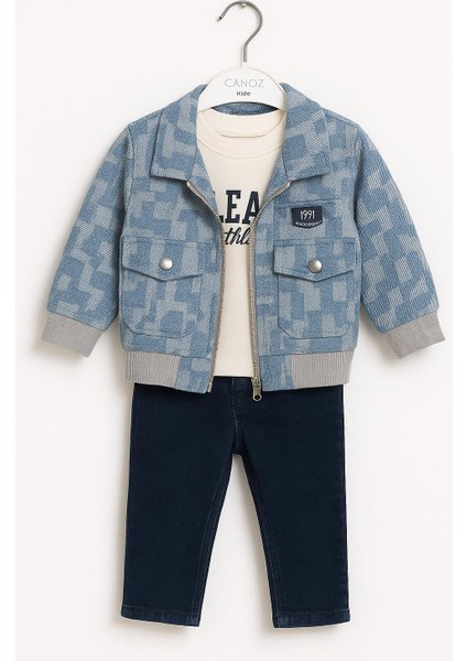 Erkek Çocuk Kot Pantolonlu Montlu Takım – 3'lü Kombin- 3606 M indirimleri