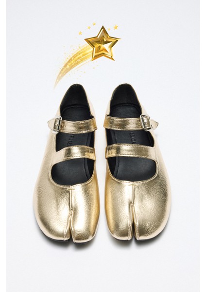 Babet 2525 - Parmak Arası Çift Bantlı Gold Kadın Babet