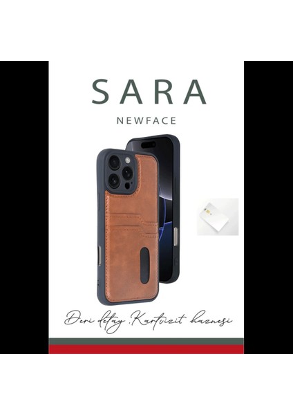 iPhone 16 Pro Kılıf Sara Kartvizitli Deri Kılıf modelleri