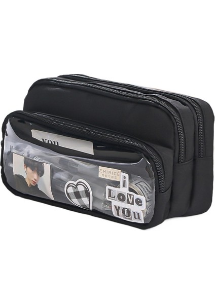 Yüksek Değerli, Niş ve Çarpışma Önleyici Kırtasiye Çantası, Hafif Lüks ve Üst Düzey Büyük Kapasiteli Siyah Kalem Kutusu ile Yeni Basit Şeffaf Kalem Kutusu (Yurt Dışından)