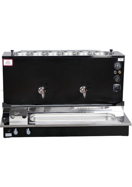 Pro Plus Otomatik Çay Kazanı 6 Demlikli 60 Litre Siyah Elektrik+Doğalgaz