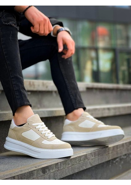 Kb-X8 Kuback Bej Keten Süet Yüksek Taban Günlük Spor Ayakkabı