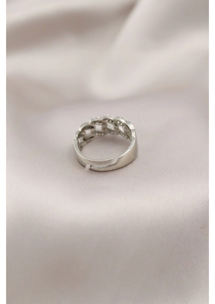 Gümüş Renk Metal Zincir Model Taşlı Kadın Yüzük fiyatları