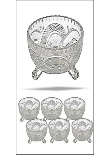 6'lı Kristal Lüx Ayaklı Cam Çerezlik Şekerlik Sunumluk Kase