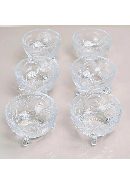 6'lı Kristal Lüx Ayaklı Cam Çerezlik Şekerlik Sunumluk Kase fiyatları