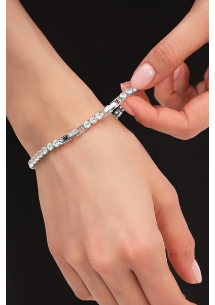 Rena Klasik Zarif Taşlı Suyolu Bileklik- 3mm Taşlı fiyatları