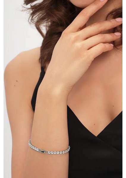 Rena Klasik Zarif Taşlı Suyolu Bileklik- 3mm Taşlı modelleri