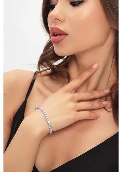 Rena Klasik Zarif Taşlı Suyolu Bileklik- 3mm Taşlı indirimleri