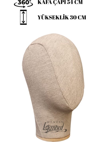 Kumaş Kaplı Polyester Kafa Mankeni Aksesuar Mankeni Şapka Mankeni Peruk Mankeni