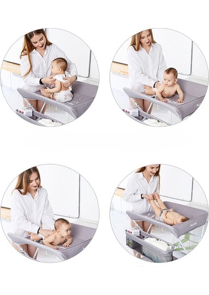 Portatif Bebek Alt Değiştirme Bakım Masası Sepetli Organizer Katlanabilir Taşınabilir Istasyon Tekerlekli Askılık
