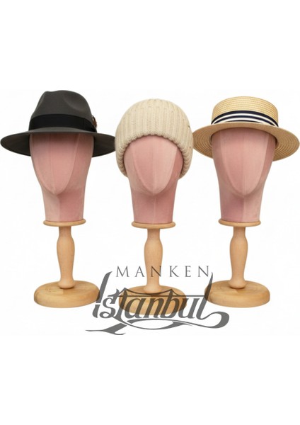 Kumaş Kaplı Ahşap Standlı Polyester Kafa Mankeni Aksesuar Mankeni Şapka Mankeni Peruk Mankeni indirimleri