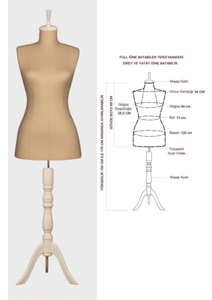 40 Beden Yüksek Kalite Keten Kumaşlı Süngerli Prova Mankeni Terzi Mankeni Ket-01