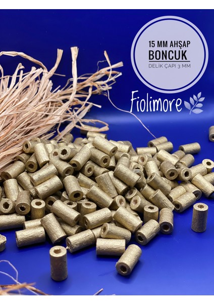 15 mm Kesme Boru Ahşap Boncuk (50 Gram 100 Adet) Delik Çapı 3 mm Makrome Tasarım Takı Bileklik