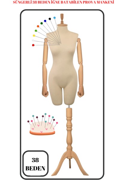 Süngerli 38 Beden Dik ve Yatay Iğne Batabilen Alt ve Üst Grup Prova Mankeni Terzi Mankeni An-01 fiyatları