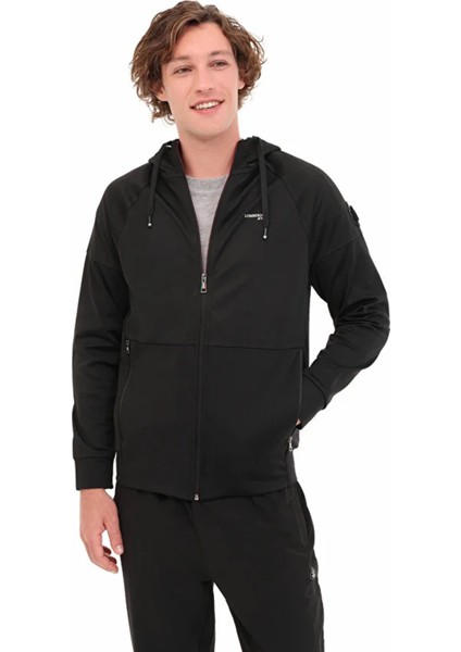 Renato-Cb 18SD1155 Kapsonlu Fermuarli Erkek Sweat - Siyah