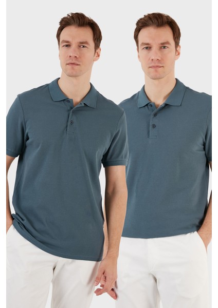 Pamuk Regular Fit Düğmeli 2'li Paket Polo Yaka T Shirt Erkek POLO YAKA T SHİRT 5902127S2 indirimleri